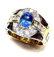 Anneau Femme Anni '80 in Or jaune Zaffiro blu ZAF CT 0.92 DIA CT 0.25 VS/G